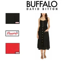 Buffalo Ladies Adjustable Strap Dress Linen Blend E42