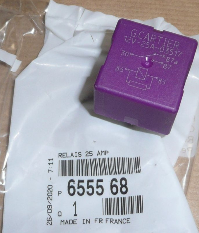 Relais électrique Citroën AX Berlingo BX C15 C5 C8 ZX 6555.68 original 12V