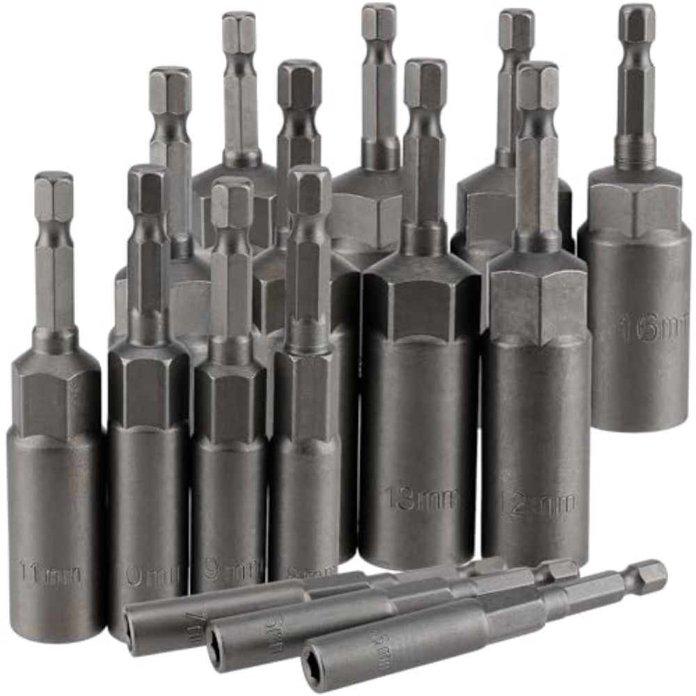 DAKFOOK Set di 15 chiavi a bussola esagonali, punte esagonali da 5,5-19 mm, punt