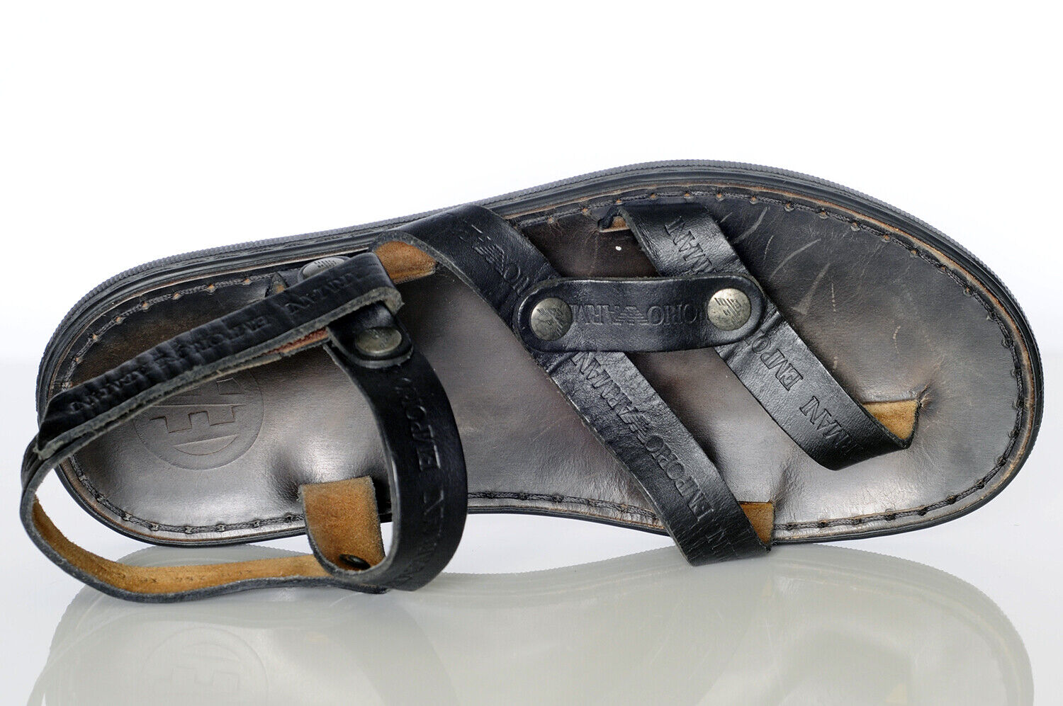 Young vitality Sacrifice Emporio Armani Men's Black Leather Sandals Sz 10 | eBay