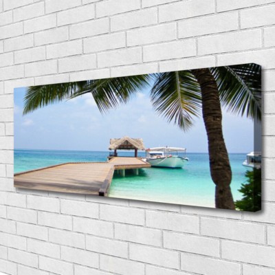 Tableau Sur Verre 125x50 Cm – Impression Architecture, Pont, Mer, Ville, Moderne