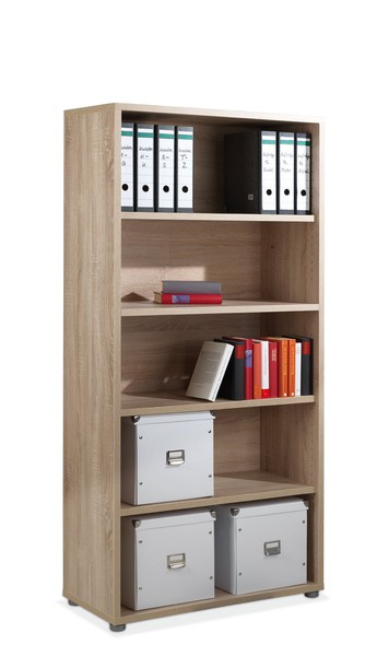 Wandregal Standregal BüCherregal Aktenregal 5 FäCher Braun Eiche Struktur-image
