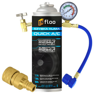 R1234yf Car Aircon Recharge Kit Gas Oil + Hose Gauge Adaptor AC Refill Regas
