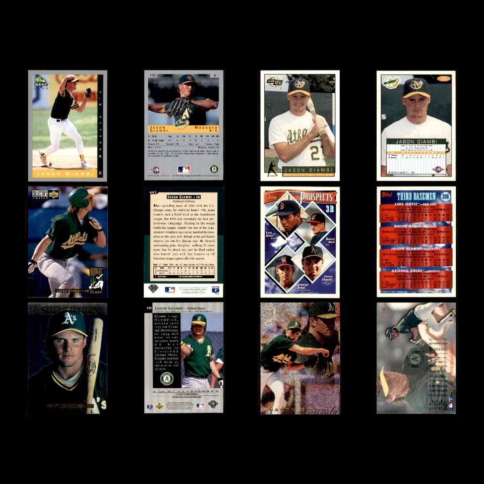 Lote 98 tarjetas de béisbol diferentes Jason Giambi 1993 (RC)-2014 OAK A's/NYY/COL/CLE Foto 3 de 4