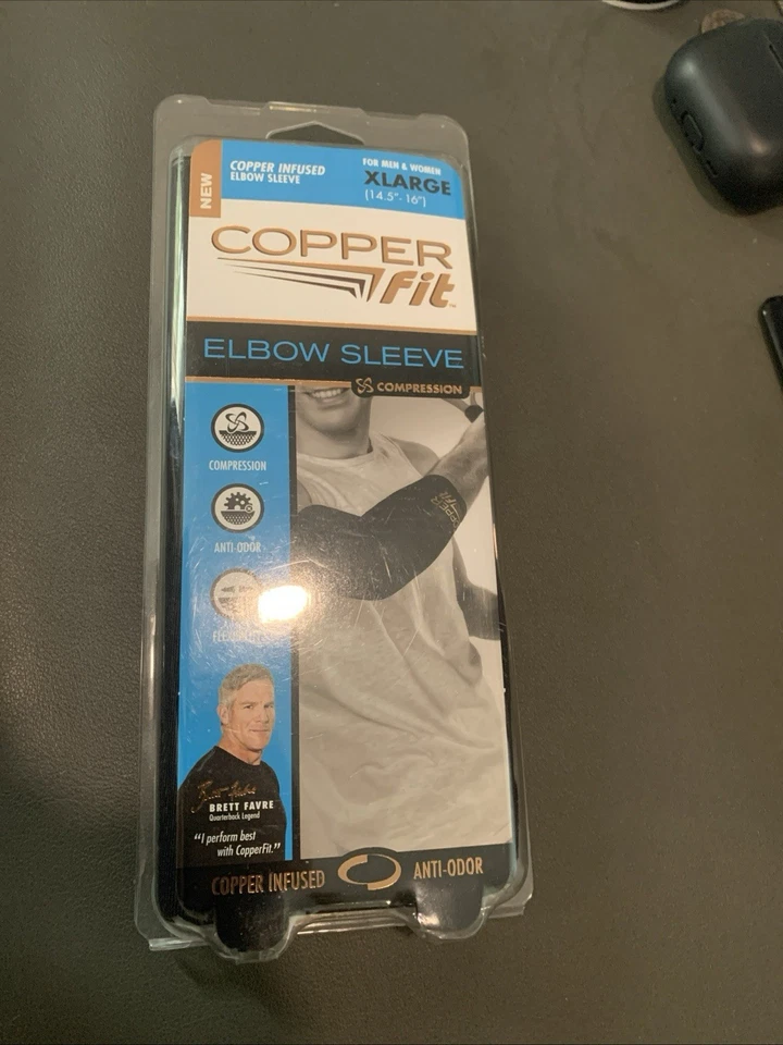 Manga Codo Compresión Ajuste Cobre Unisex Negro Talla XL 14.5" - 16" NUEVO EN CAJA Foto 3 de 3