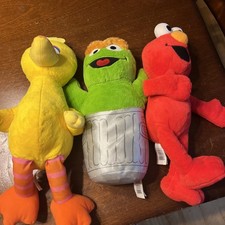 Sesame Street- Soft Plush - Oscar Grouch Elmo Big BIrd LOT of 3