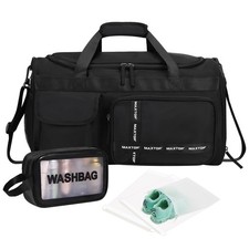 MAXTOP Large Gym Bag for Men Women with Shoe Compartment Wet Dry Separation Blac