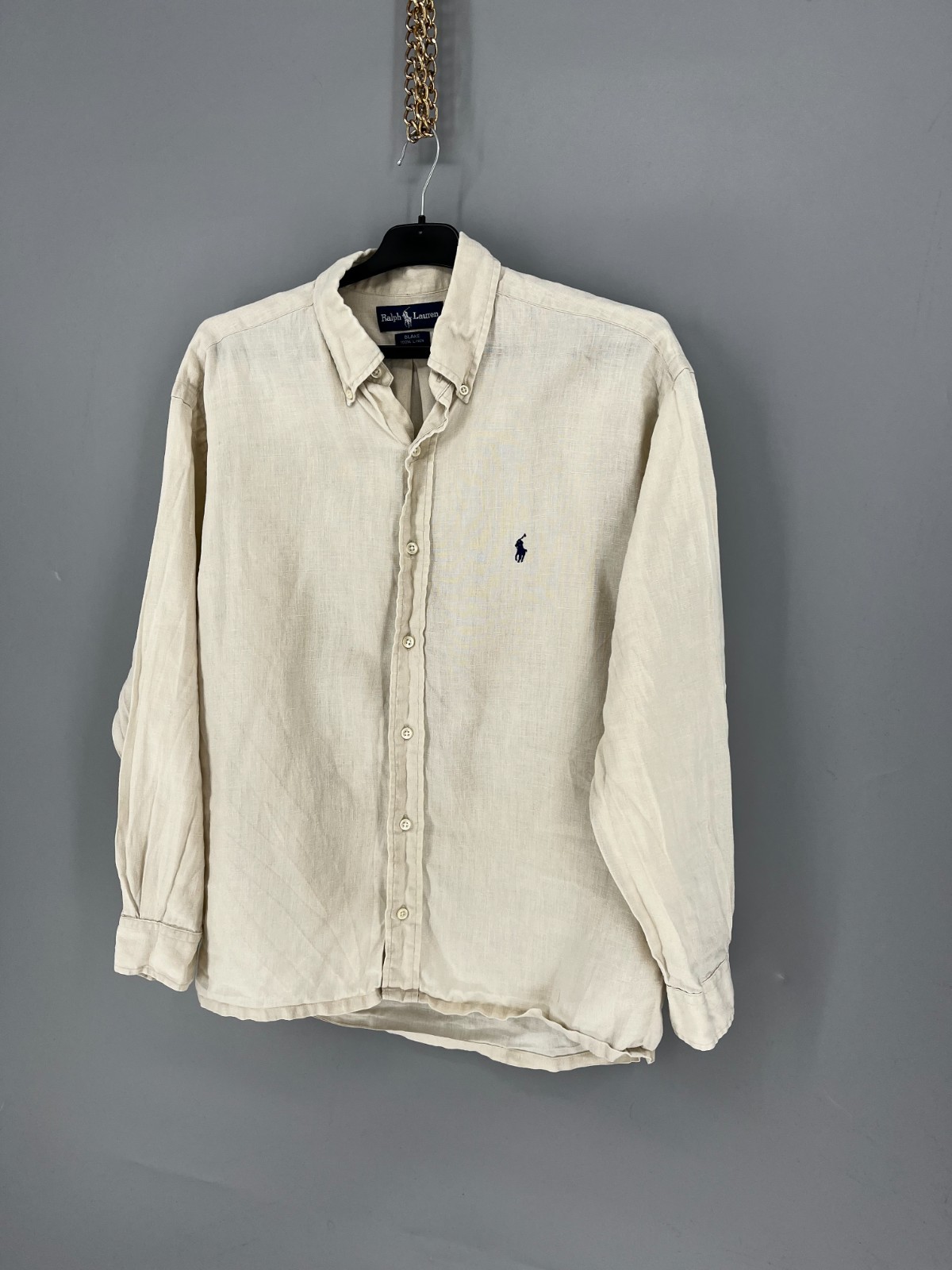 Ralph Lauren Blake 100% Linen Shirt Beige Button Down Pony Logo Men’s M thumbnail 3