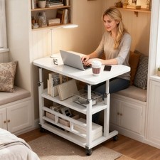 Height Adjustable Standing Desk Mobile Computer Desk with Wheels Home Office