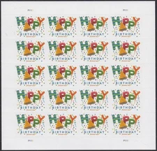 USPS Postage Stamps Sheet of 20 First Class Letter Happy Birthday