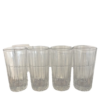Vintage Pasabahce Topaz Clear Flat Paneled Tumblers - 4pcs Beautiful! EUC!!! 