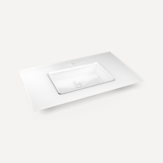 Robern Cartesian 31" x 22“ Glass Sink Vanity Top Single Hole White - TS31UCN21-8