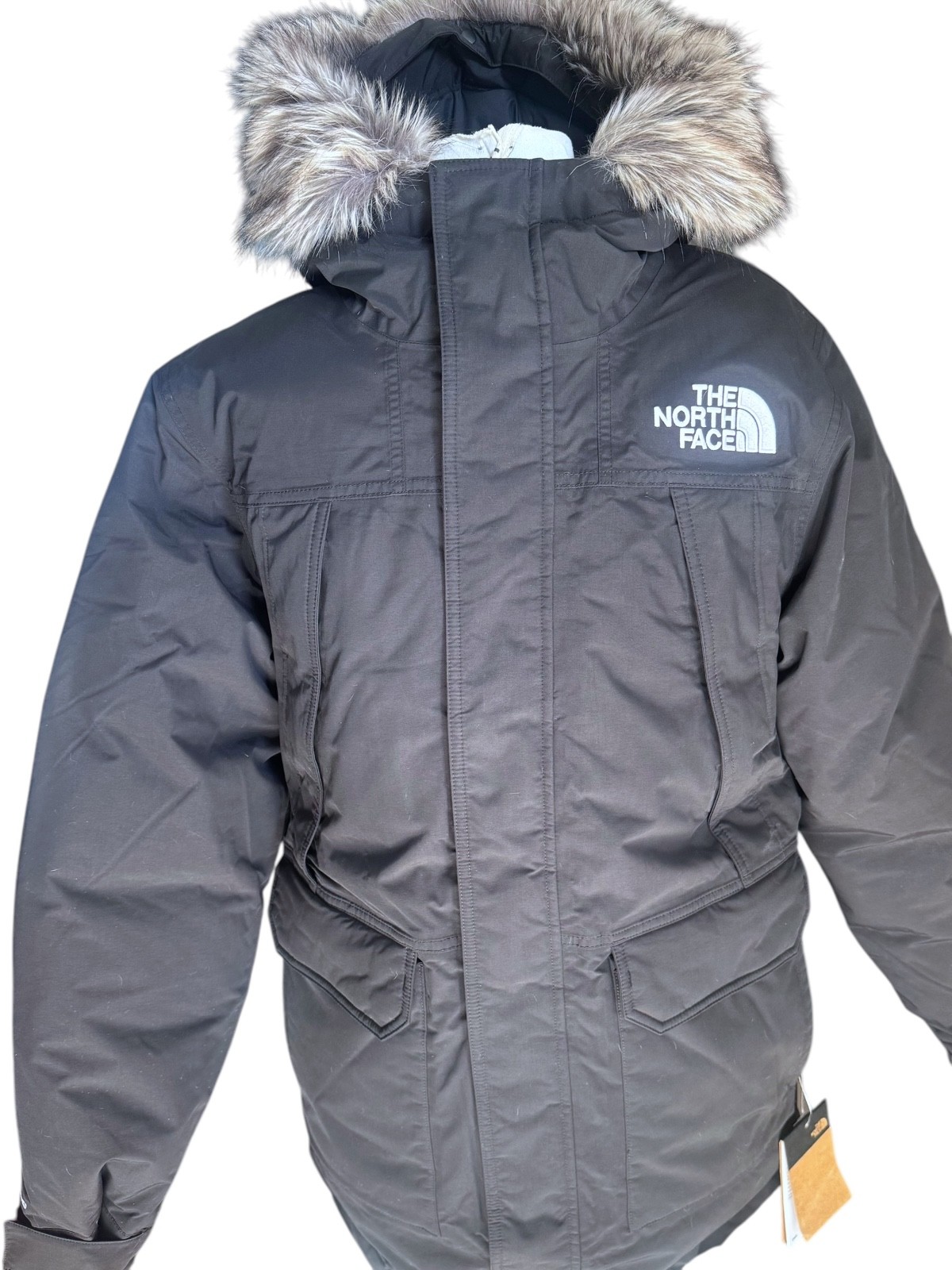 Parka para hombre The North Face McMurdo pequeña negra con capucha de piel sintética nueva con etiquetas $400