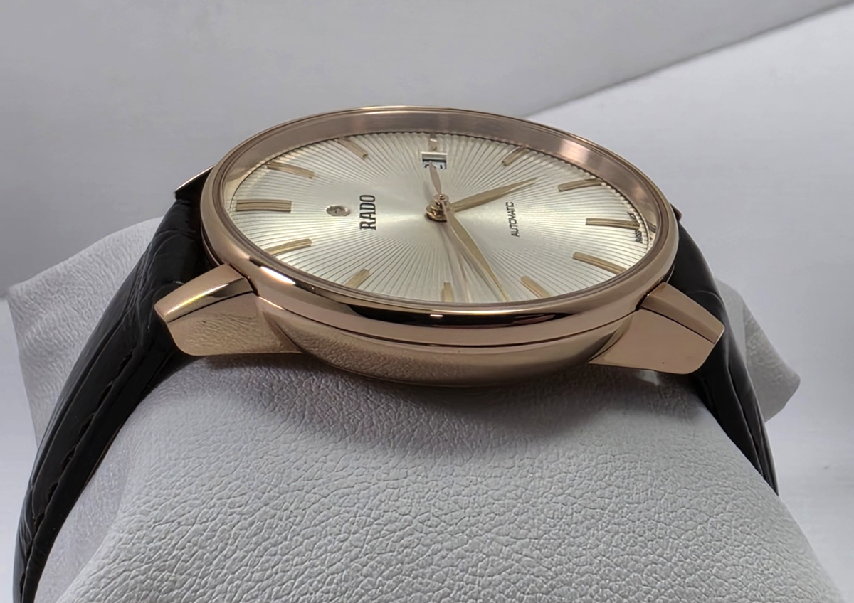 Rado Coupole SWISS Automatic Rose Gold Brown Leather Strap Men's