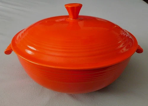 Vintage Fiestaware Radioactive Red Covered Cassarole Dish