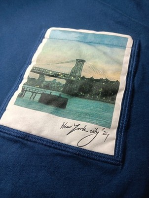 HELMUT LANG Postcard NYC Bridge Limited Ed. Pocket T-shirt XL Peter Do 2-sided 