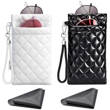 RayLove Double Eyeglass Case Glasses Soft with One Size, White-black