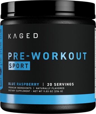 Kaged Sport Pre Workout Powder for Men and Women, Blue Razz, Sport Certified, 20