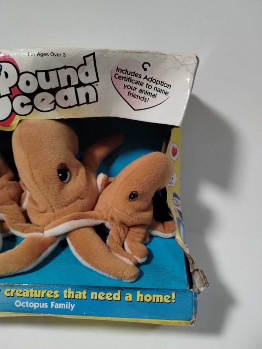 Galoob Pound Puppies Ocean Octopus Family Plush Adoption RARE 1998