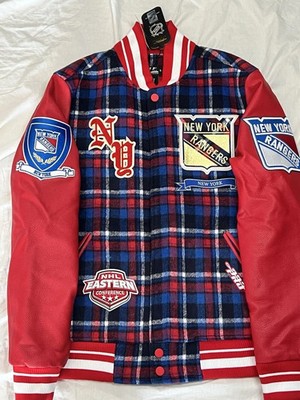 Pro Standard New York Rangers NHL Pro Prep Wool Varsity Jacket PLAID MENS L $275