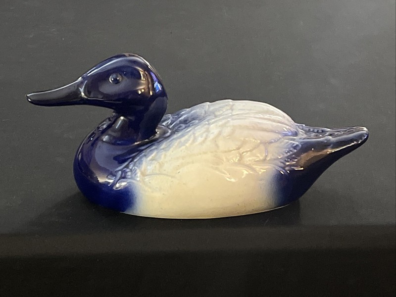 Sraffordsmire Cobalt Blue & White Ceramic Decorative Duck Figurine Vintage