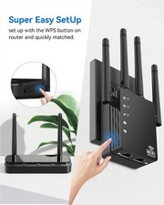 WiFi Extender with 4 Antennas 1200Mbps-Dual Band 5GHz/2.4GHz, Extender Signal