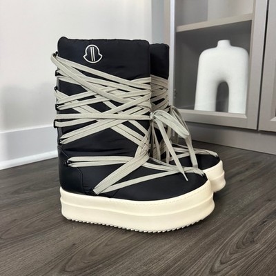 Rick Owens Black Moncler Big Rock Snow Boots 39 NEW Lace Up