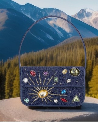 Staud Tommy Glass Bead Celestial Shoulder Bag In Navy Celestial NWT!