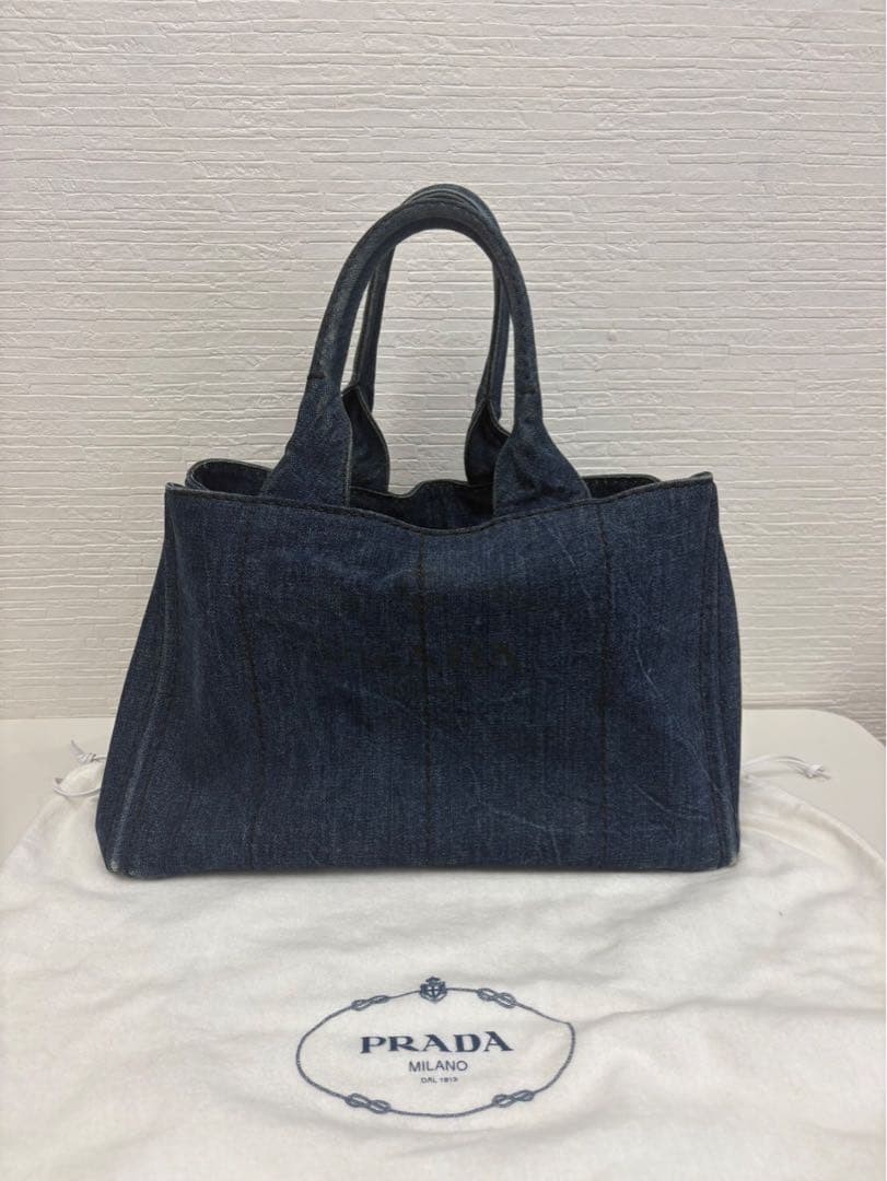 PRADA CANAPA Tote Bag Denim