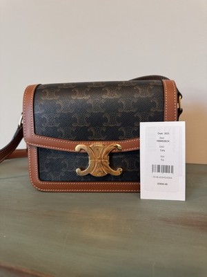 NWT Celine Teen Triomphe Bag In Canvas And Calfskin With Crossbody And Shoulder