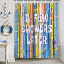 KAIRA Funny Ocean Shower Curtain 72x72 Inch,Cute Bathroom Decor,Yellow Blue ...