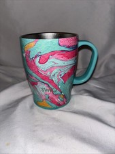Swig Insulated Stainless Steel Travel Mug 18oz Pink/blue swirl without lid