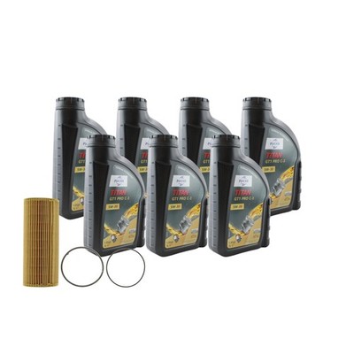7L Fuchs TITAN GT1 PRO C-3 5W-30 Mahle Engine Oil Change Kit for Cayenne 3.0 V6