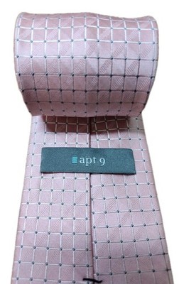 Apt. 9 Men's Tie Pink White Silk Geometric Check Necktie 59x3.5'' Designer 