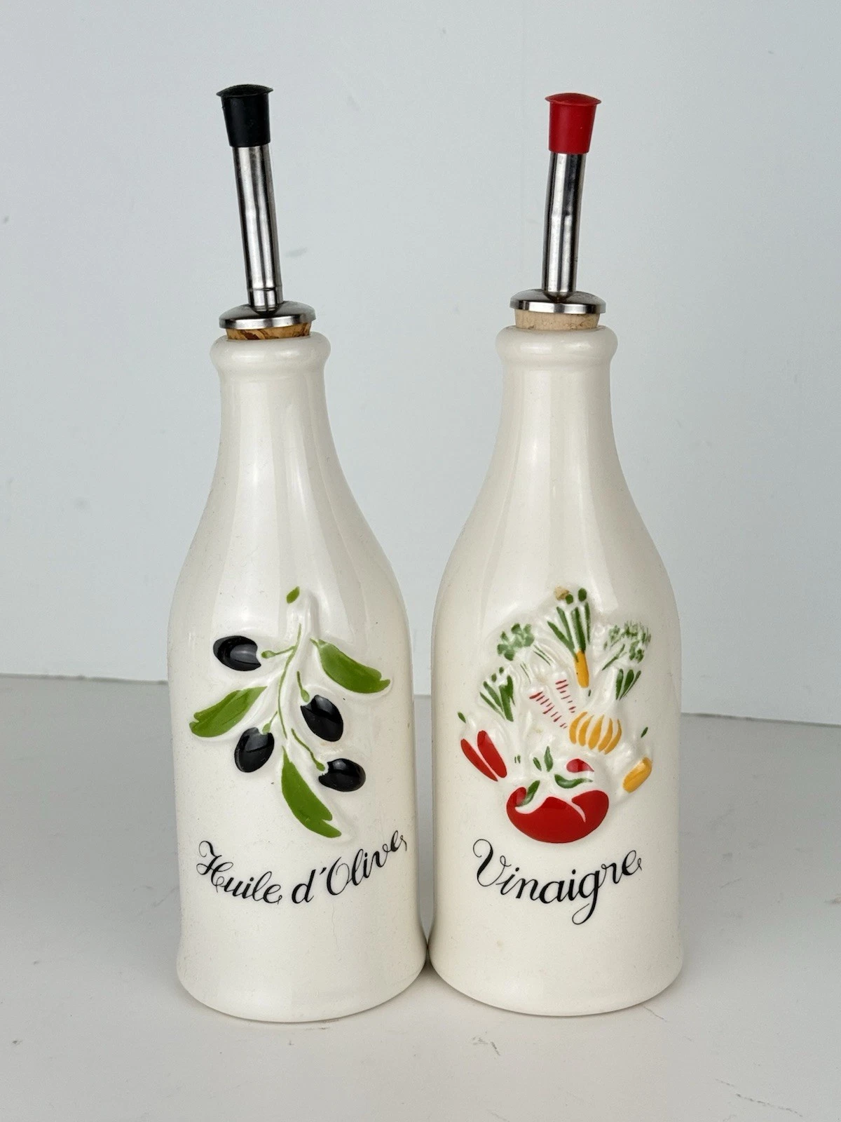 VTG Revol France La Porcelaine Olive Oil Vinegar Set Cruet Dispenser Bottle
Opens in a new window or