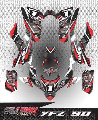 Graphics Kit for Yamaha YFZ 50 YFZ50 ATV SEMI CUSTOM GRAPHICS KIT R1