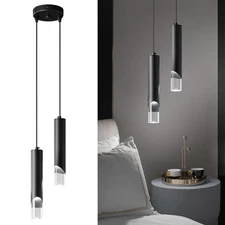 Modern Pendant Light Kitchen Light Fixture Dimmable LED Black Mini Pendant Li...