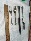 4 Antique Sterling Silver carving Set Fork Spoon 925 R Wallace & Sons Washington