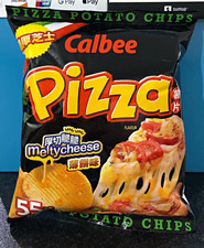Calbee Pizza Potato Chips Pizza & Melty Cheese Flavour Crisps Bag 2 x 55g bags.