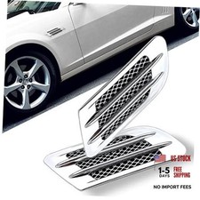 1 Pair Auto SUV Universal Car Side Mesh Vent Air Flow Fender Decoration Silver