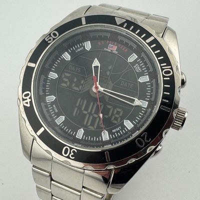 U.S. Polo Assn Analog Digital Watch Men Black Fixed Bezel Alarm Chrono New Batte