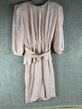 Vintage Jonathan Martin Floral Midi Dress Pink Belted Made USA Size 7/8