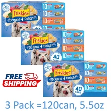 3 Pack Friskies Oceans of Delight Variety Pack Canned Cat Food, 5.5-oz