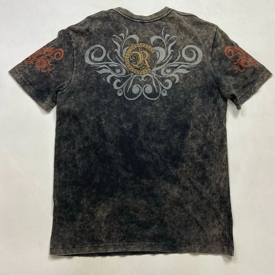 Camiseta Risk King Of Kings Estampada Gráfica Hombre Mediana Negra Lavada Ácida Y2K Foto 4 de 4