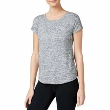 Calvin Klein Performance Marled Keyhole-Back Top Marble Grey X-Small Size 