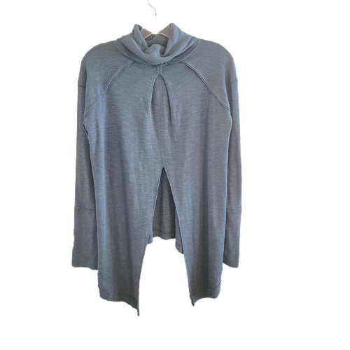 We The Free Blue Split-Back Turtleneck Tunic Sweater Size Small A8 - Picture 2 of 10