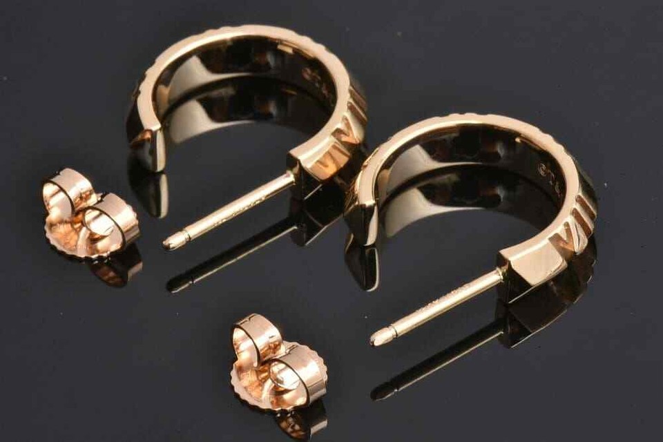 Tiffany Co Atlas X Hoop Earrings 750 18 K RG Rose Gold Pink Gold Women