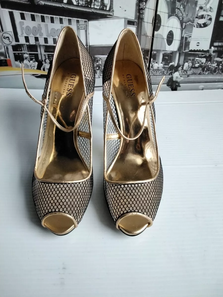 GUESS Fishnet GG High Heels Peep Toe Mesh Mary Jane Sandal pumps