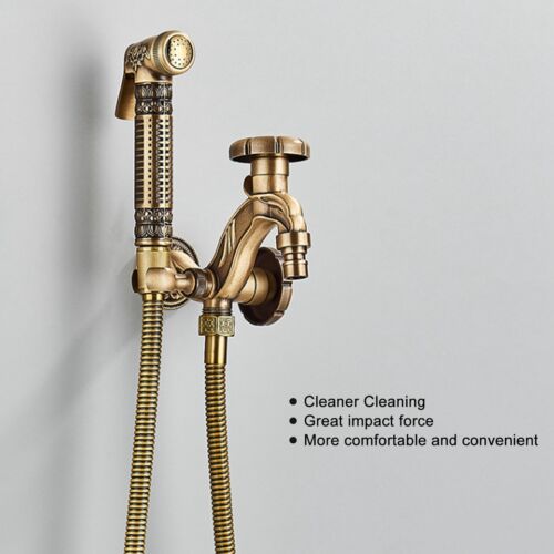 Wall Faucet Antique Single Hole 2m Range Wall Water Tap Sprayer For