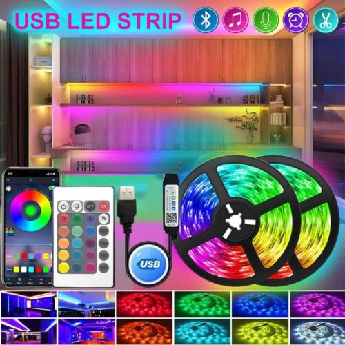 LED Strip Lights 100ft 50ft Music Sync Bluetooth RGB Room Light with Remote - Picture 1 of 5